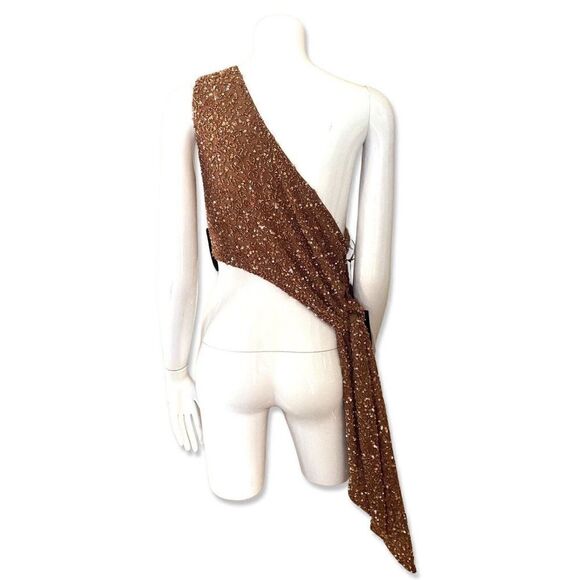 Retroféte Quinn sz L bead sequin one shoulder going out top evening Revolve NWT - Picture 7 of 12